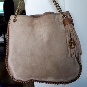 VINTAGE Michael Kors Chelsea Khaki Suede Leather Shoulder/Cross body Bag